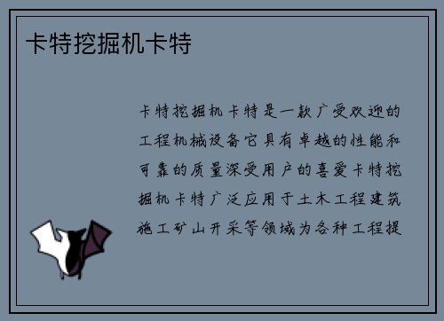 卡特挖掘机卡特 卡特挖掘机卡特